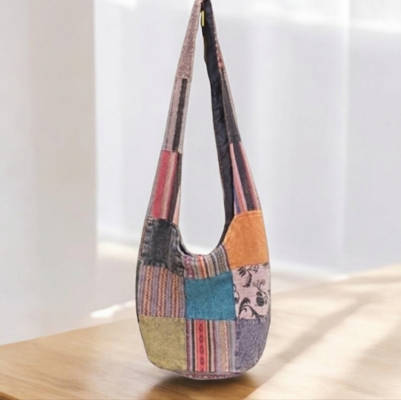 VINTAGE HANDMADE NEPAL Dream Catcher Patchwork Crossbody Bag Purse Shoulder Tote - Picture 9 of 11
